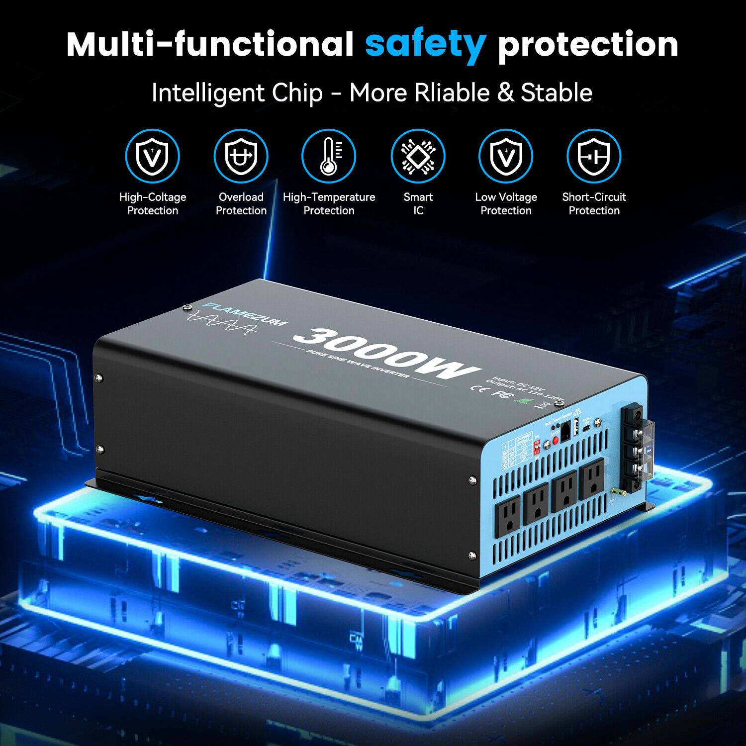 Onduleur de puissance à onde s - Inverter Pure Sine Wave 60Hz 120V 3000W avis et prix